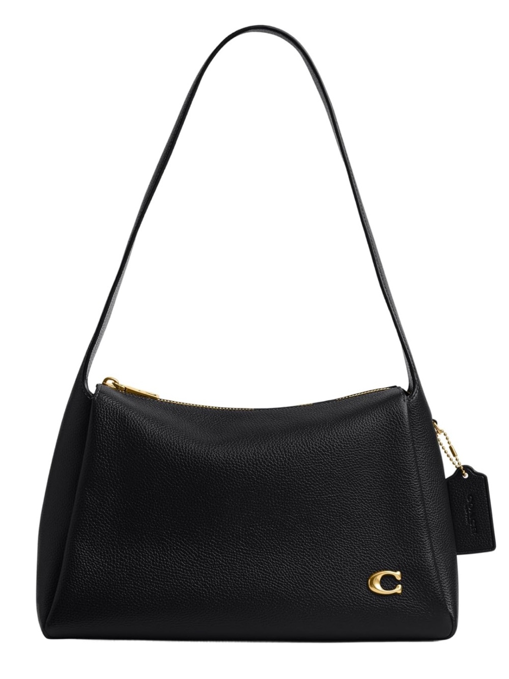 Coach Black Pebbled Leather Lola Shoulder Bag with Gold Hardware - New